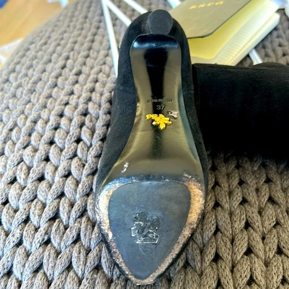 Prada Black Suede Platform Stilletto Ankle Boots - Picture 9 of 11